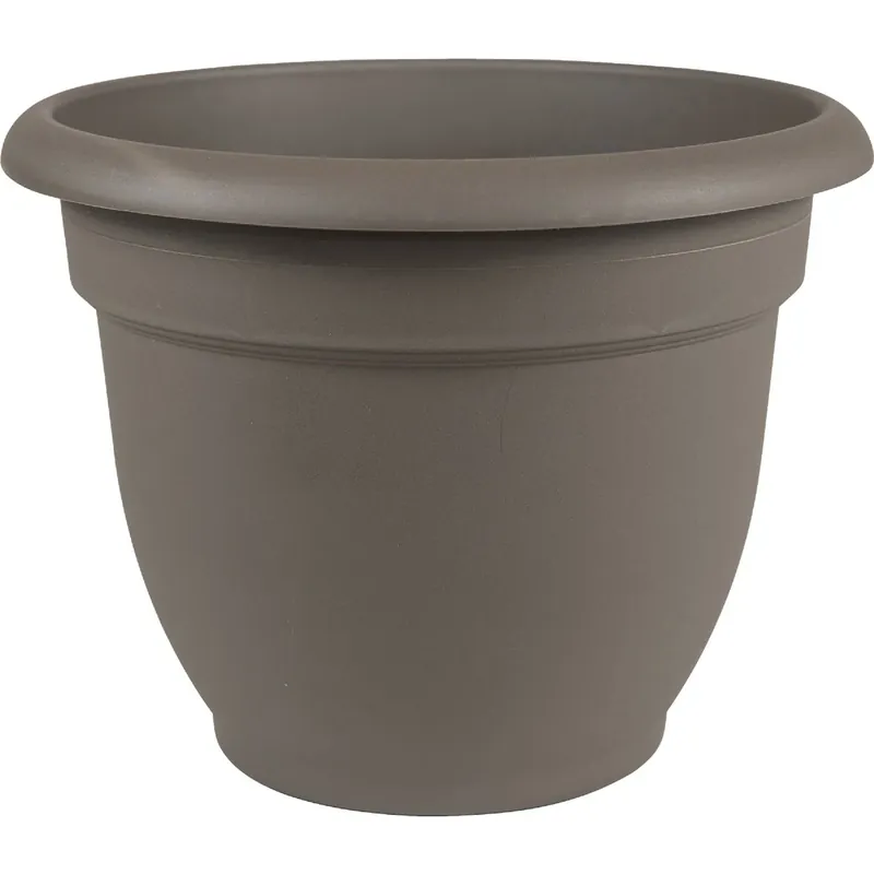 Ariana Planter, Self-watering, Bell-shape, Charcoal Plastic, 8 In.