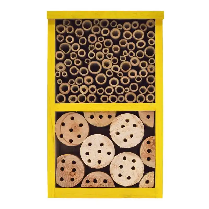 Better Gardens Bee House - Wooden Yellow Bee Habitat, Model Pwh5