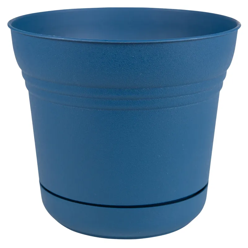 Saturn Planter & Attached Saucer, Plastic, Classic Blue, 7 In.