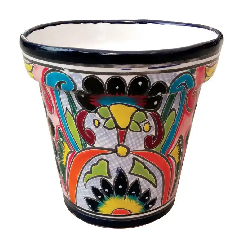 Talavera 10 In. H X 10 In. W X 11 In. D Ceramic Planter Multicolored