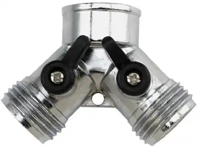 2-way Garden Hose Y Connector, Zinc