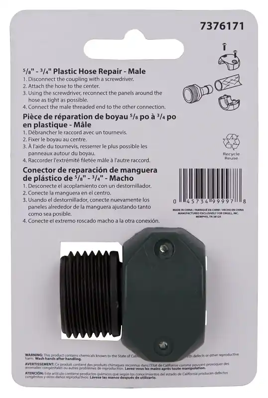Gc5313l Plastic Male Hose Coupling, 5/8 To 3/4 Inch, Durable And Reliable