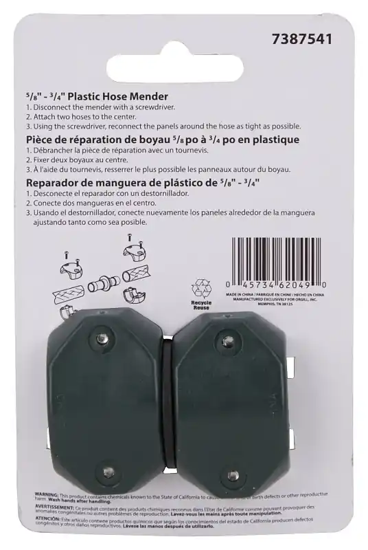 Gc5323l Plastic Hose Mender, 5/8 To 3/4 Inch, Male, Black And Green