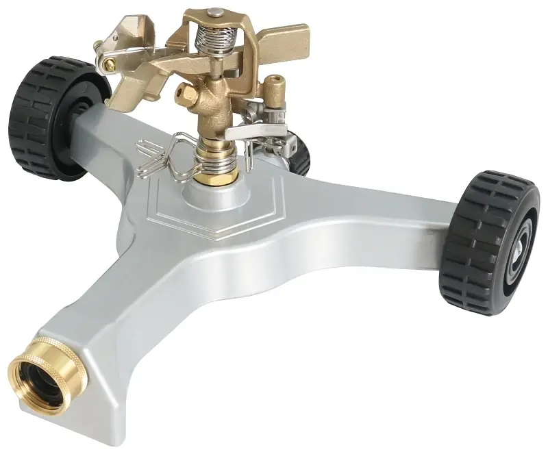 628739 Heavy-duty Pulsating Sled Rotary Lawn Sprinkler With Two-wheel Base