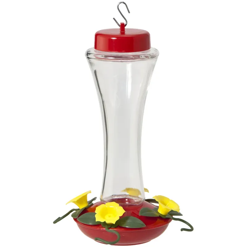 Bird Feeder, Hummingbird, Clear Swirl Glass, 4-perch, 16-oz.