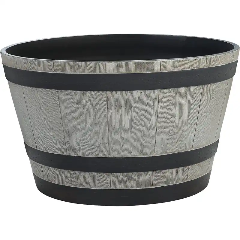 22.5 In. Dia. X 13.5 In. H. Birchwood High-density Resin Whiskey Barrel Planter