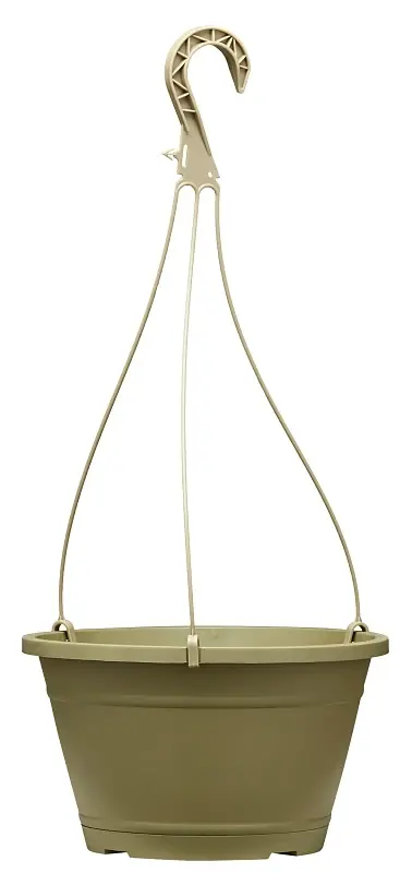 Hanging Planter, Plastic, Olive Green, 10-in.