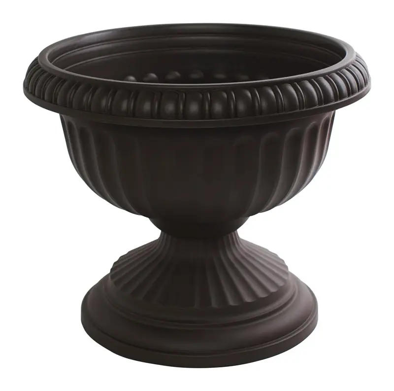 Grecian Urn, Black Plastic, 12 In.