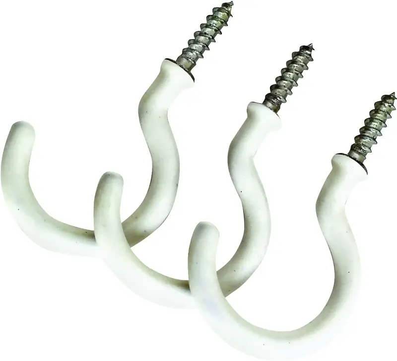 Gb0263l Vinyl Coated Storage Hooks, 1-27/64 L, 2-3/4 H, Set Of 3