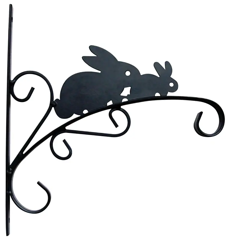 Gf-3055 Rabbit Design Plant Bracket, 11 In L, Steel, Matte Black