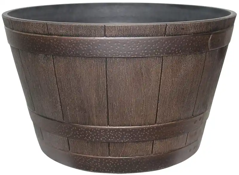 Hdr-055464 13.5 In. H X 22.5 In. Dia Kentucky Walnut Whiskey Barrel Planter
