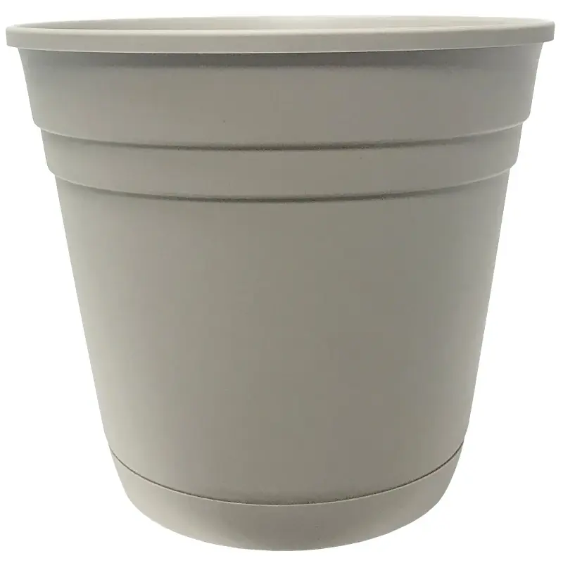 Riverland Planter With Saucer, Taupe Resin, 12 In.
