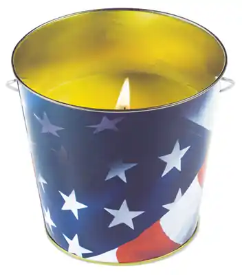 Citronella Candle, Usa Flag Metal Bucket, 16 Oz.