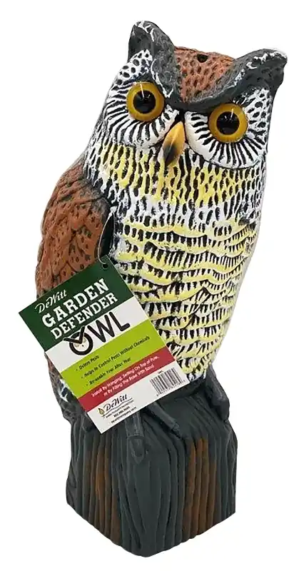 Owl Garden Defender Owl, 7 Inch Long, Repels Birds, Pests, And Rodents