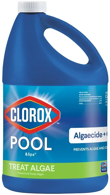 42128clx 128 Oz Algaecide And Clarifier For Swimming Pools, Liquid, Blue/green