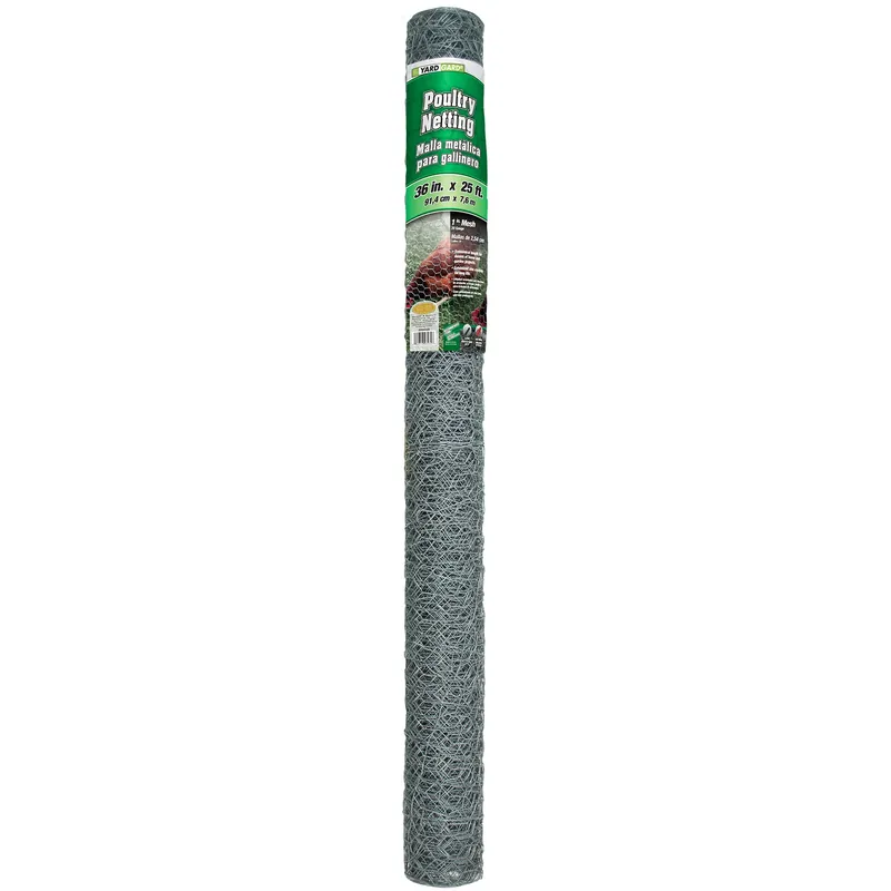 Poultry Netting, Galvanized Steel, 1 In. Mesh, 36 In. X 25 Ft.