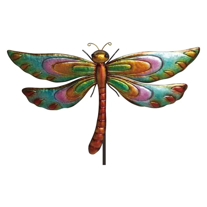 60" Colorful Metal Dragonfly And Butterfly Decorative Garden Stake