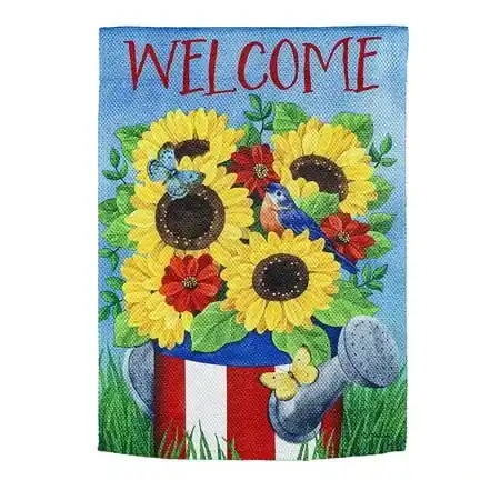 Stars And Stripes Textured Suede Garden Watering Can Flag - Multicolor Design