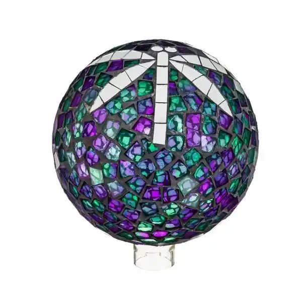 10" Dragonfly Mosaic Glass Gazing Ball - Fade & Weather Resistant
