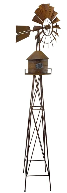 49.5 In. Rustic Water Tower Windmill - Durable Metal Outdoor Decor
