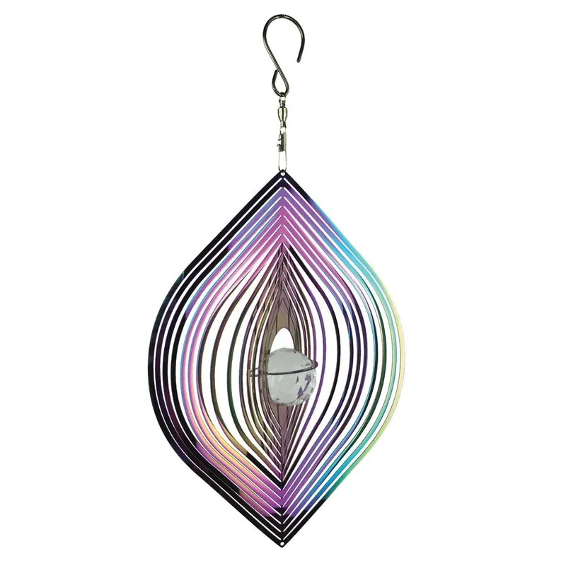 Iridescent Cat Eye Wind Spinner - Stainless Steel, Model 31174