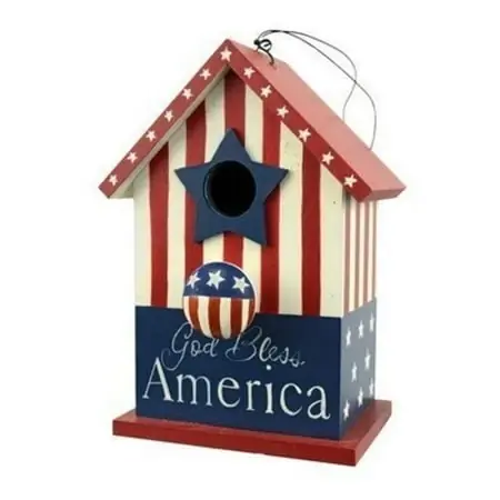 God Bless America Birdhouse With Ceramic Knob By Red Carpet Studios
