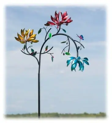 91-inch Spinning Flowers Kinetic Wind Spinner For Outdoor Decor