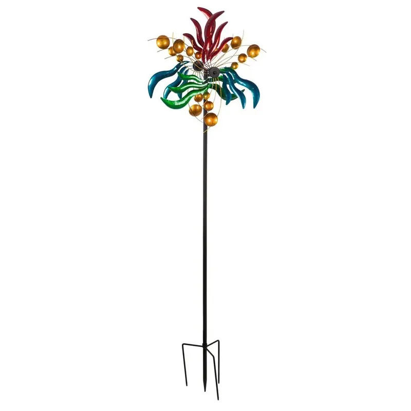 84 In. Circles And Waves Wind Powered Lighted Wind Spinner