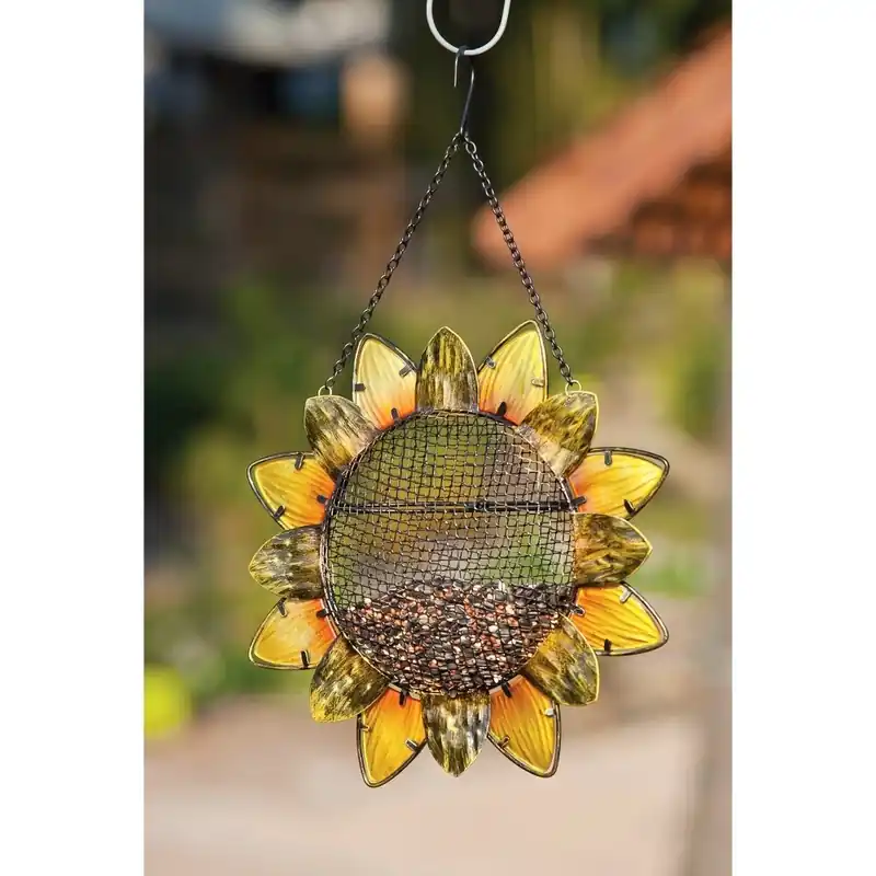 Sunflower Metal And Glass Bird Feeder, 12.5 In. L X 3 In. W X 17 In. H
