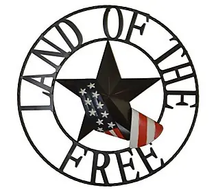 29" Land Of The Free Americana Metal Wall Art Sign For Outdoor Decor