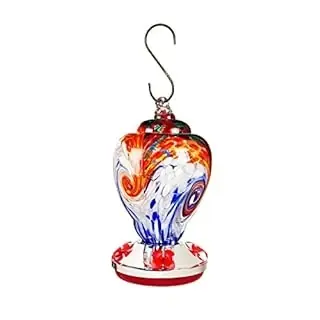Multi-color Speckle Glass Hummingbird Feeder With Finial Shape