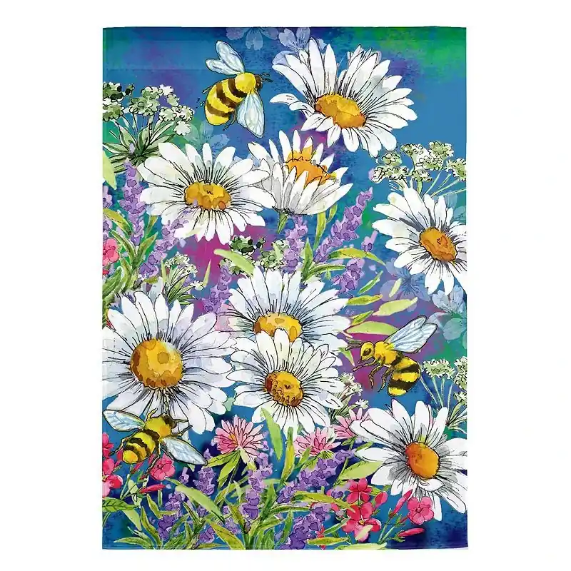 Watercolor Daisies Garden Flag - Textured Suede, 12.5 X 0.04 Inches