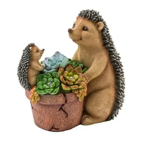Solar Succulent Hedgehogs Flower Pot Outdoor Garden Statue For Home And Garden Decor