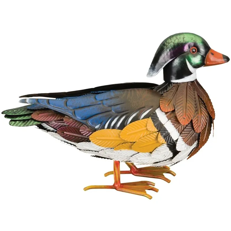 15 Inch Metal Male Wood Duck Lawn Ornament - Model 12596