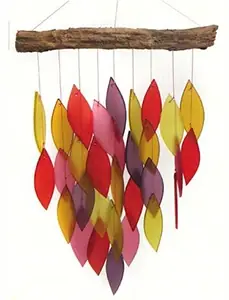 Jewel Tones Glass Fiesta Waterfall Wind Chime - Model Blueg457