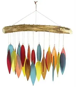 Blueg207 Santa Fe Colors Leaves & Driftwood Glass Chime