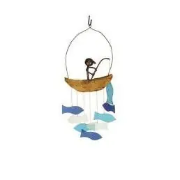 Geblueg564 Fisherman Wind Chime - Glass, Metal And Wood