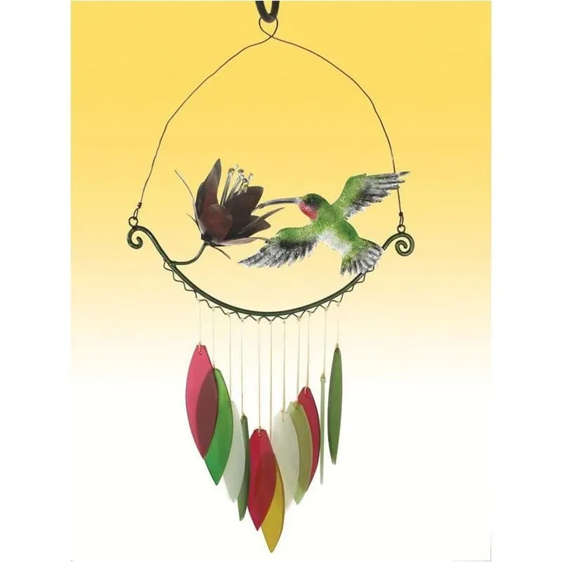 Hummingbird And Flower Wind Chime - 18 Inches Tall