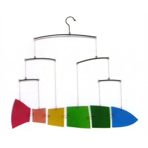 Rainbow Fish Mobile - Colorful Glass Indoor Outdoor Kinetic Art