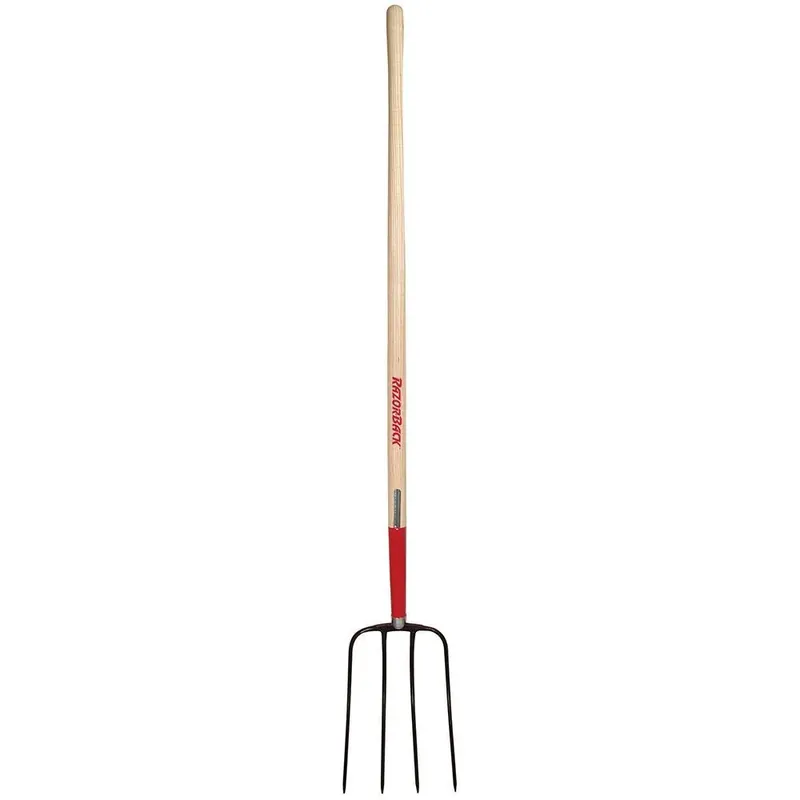 9 In. Forged Steel Manure Fork, 4 Tines, 54 In. Handle