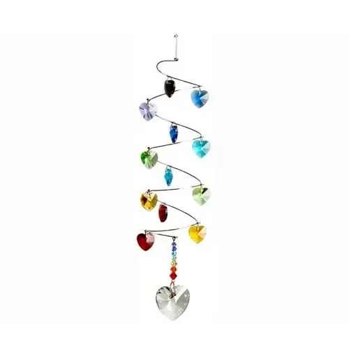 Crystal Spiral Rainbow Hearts Suncatcher 9 In. Model Woodcs23