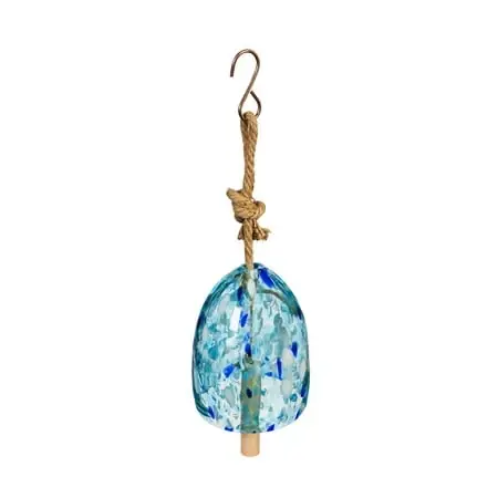 Art Glass Speckle Light Blue Bell Chime 5.5 X 5.5 X 7.9 Inches