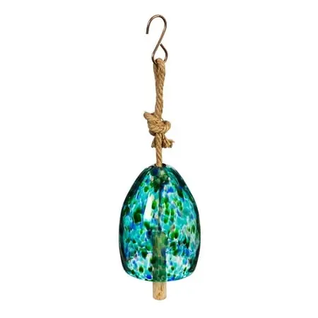 Art Glass Speckle Turquoise Bell Chime 5.5 X 5.5 X 7.9 Inches