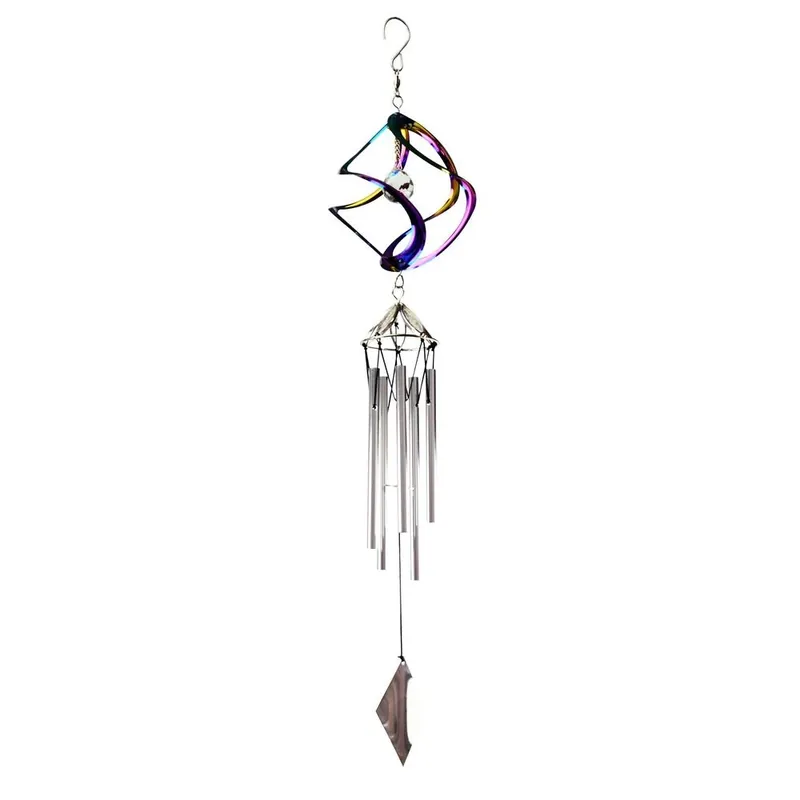 25 In. Spinning Crystal Wind Chime With Iridescent Prism