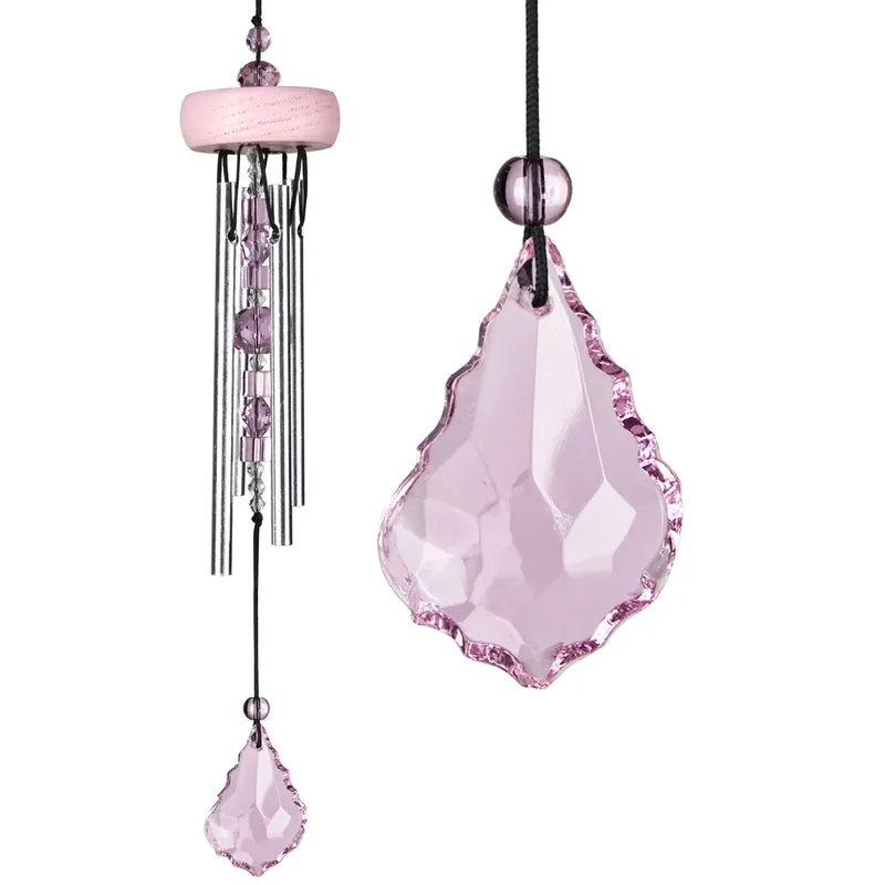 Gem Drop Chime - Rose, 10-inch Wind Chime With Crystals