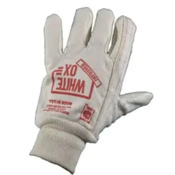 Large White Ox Canvas Gloves With Double Ply Quilted Palm