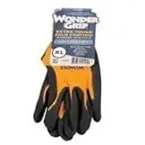 Work Gloves, Double-coated Nitrile Palm, Orange Nylon, Xl