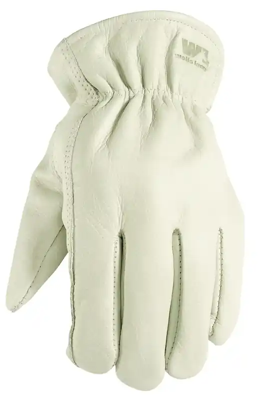 Men‘s Driver Work Gloves Ivory Cowhide Leather Size Large