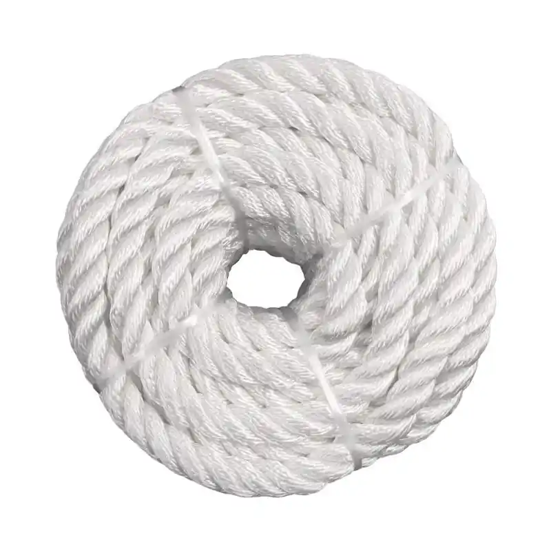 1/4 Inch Diameter X 50 Feet Long Twisted Nylon Rope - White
