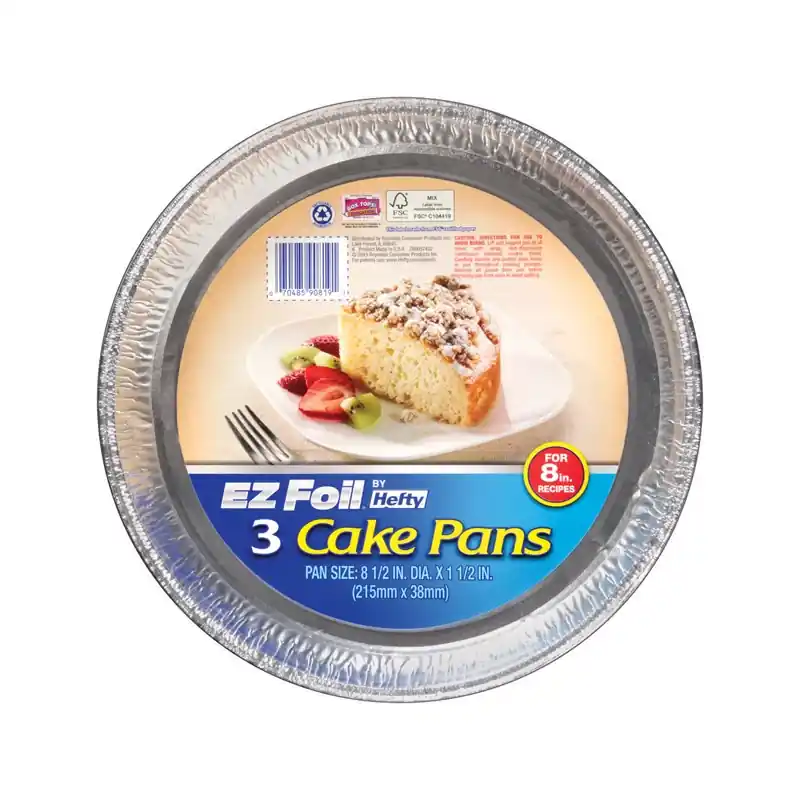 Ez Foil 8-1/2 In. W X 8-1/2 In. L Cake Pan 3 Pc